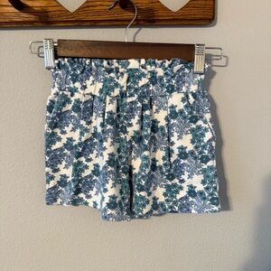 Kate Quinn Girls Size 5Y Floral Green Blue Shorts with Pockets Summer Play